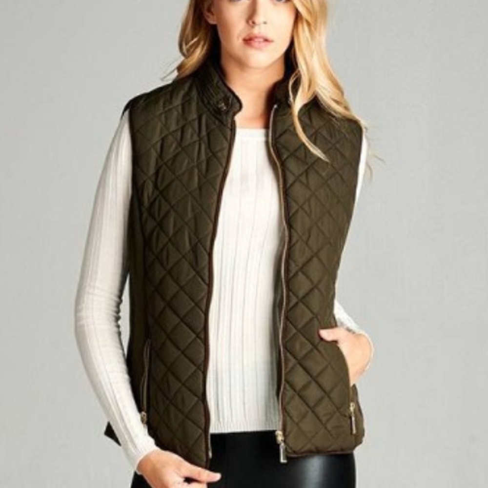 Cute and Cozy Shearling Lined Quilted Padding Vest - Picture 1 of 4